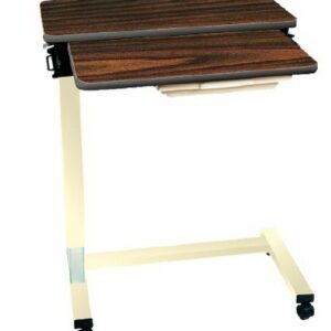 Overbed Table with Vanity Executive Split-Top Gas Cylinder Lift 29-1/2 to 44-1/2 Inch Height Range