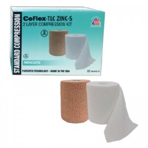 2 Layer Compression Bandage System CoFlex TLC Zinc with Indicators 3 Inch X 6 Yard / 3 Inch X 7 Yard Self-Adherent / Pull On Closure Tan NonSterile 35 to 40 mmHg