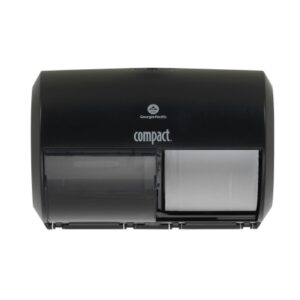 Toilet Tissue Dispenser Compact 2-Roll Side-by-Side Black Plastic Manual Double Roll Wall Mount