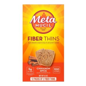 Fiber Supplement Metamucil Cinnamon Spice Flavor Wafer 24 per Box 5 mg Strength Wheat Flour / Sucrose / Corn Oil / Psyllium Husk