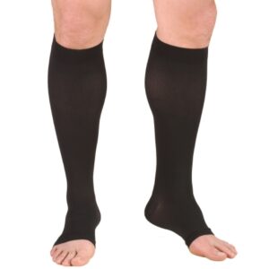 Compression Stocking Truform Knee High Large Black Open Toe