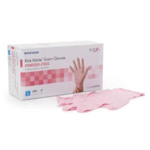 Exam Glove McKesson Pink Nitrile Large NonSterile Nitrile Standard Cuff Length Textured Fingertips Pink Not Rated