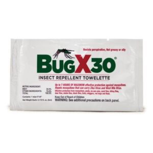 Insect Repellent DEET BugX 30 Towelette Individual Packet