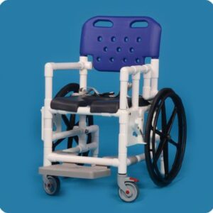 Commode / Shower Chair ipu Fixed Arms PVC Frame With Backrest 29 Inch Seat Width 300 lbs. Weight Capacity