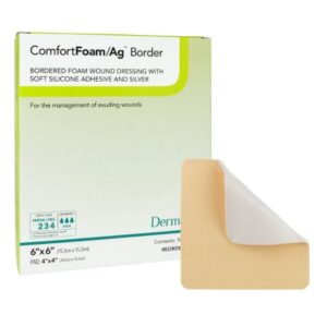 Silver Foam Dressing ComfortFoam/Ag Border 6 X 6 Inch Square Sterile