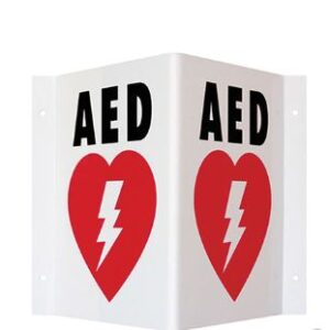 Wall Sign First Aid Sign Accuform AED w/Symbol