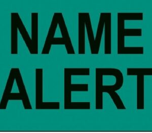 Pre-Printed Label Auxiliary Label Green Paper Name Alert Black Alert Label 1 X 1-3/4 Inch