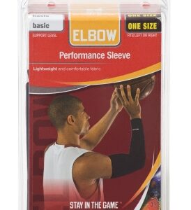 Elbow Sleeve Mueller Performance Sleeve One Size Fits Most Pull-On Left or Right Elbow 14 to 18 Inch Bicep Circumference Black