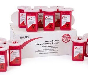 Mailback Sharps Container TakeAway Recovery System Red Base 4-1/2 L X 4-1/2 W X 7 H Inch Vertical Entry 0.25 Gallon