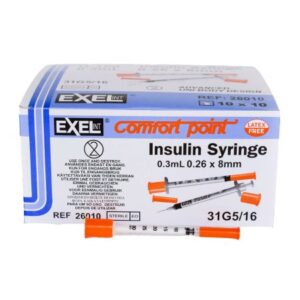 Standard Insulin Syringe with Needle Comfort Point Lo-Dose 0.3 mL 5/16 Inch 31 Gauge NonSafety Thin Wall