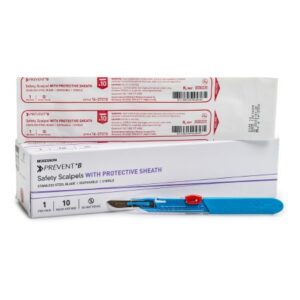 Safety Scalpel McKesson Prevent B No. 10 Stainless Steel / Plastic Classic Grip Handle Sterile Disposable