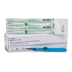 Safety Scalpel McKesson Prevent B No. 11 Stainless Steel / Plastic Classic Grip Handle Sterile Disposable