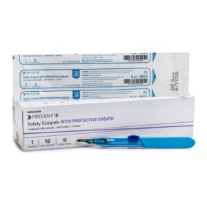 Safety Scalpel McKesson Prevent B No. 15 Stainless Steel / Plastic Classic Grip Handle Sterile Disposable