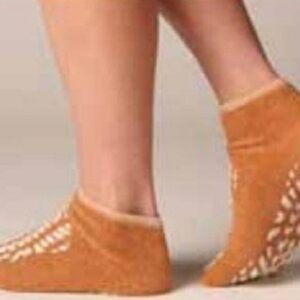 Slipper Socks Terry Treads Unisex Adult Large Double Tread Single Patient Use Beige