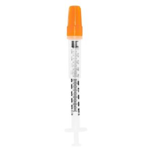 Safety Insulin Syringe with Needle SOL-GUARD 1 mL 1/2 Inch 29 Gauge Sliding Safety Needle Regular Wall