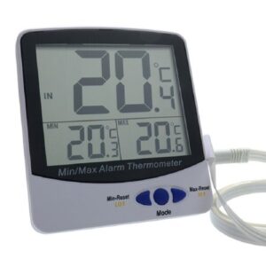 Digital Thermometer with Alarm -58 degree to +158 degreeF (-50 degree to +70 degreeC) Door / Wall Mount Battery Operated