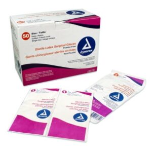 Surgical Glove Dynarex Size 8 Sterile Latex Standard Cuff Length Fully Textured Ivory Not Chemo Approved