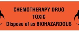 Pre-Printed Label UAL Caution Label Orange Paper Chemotherarpy Agent Black Biohazard 1/2 X 2 Inch