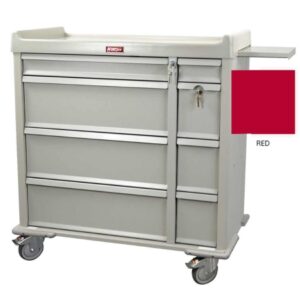Punch Card Medication Cart Optimal Line 23.5 X 43 X 45.75 Inch, 44 Inch Writing Surface Red