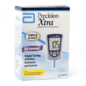 Blood Glucose and Ketone Meter Precision Xtra 5 Second Glucose, 10 Second Ketones Results Stores up to 450 Results No Coding Required