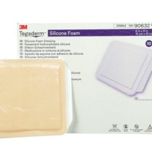 Foam Dressing 3M Tegaderm 6 X 6 Inch Without Border Film Backing Silicone Face Square Sterile