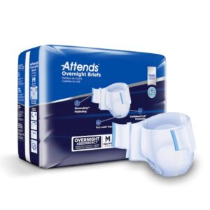 Unisex Adult Incontinence Brief Attends Overnight Medium Disposable Heavy Absorbency