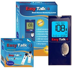 Blood Glucose Meter Easy Talk 6 Second Results Stores up to 500 Results No Coding Required