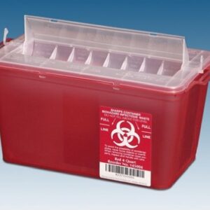 Sharps Container Plasti-Products Translucent Red Base 7-1/4 H X 11-3/4 W X 6-3/4 D Inch Horizontal Entry 1 Gallon