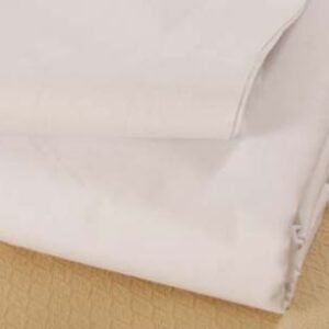 Bed Sheet Global Select Fitted 42 W X 80 L X 9 H Inch White / Light Blue Hem 55% Cotton / 45% Polyester Reusable