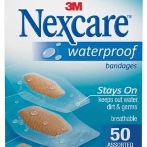 Waterproof Adhesive Strip Nexcare Wateproof 7/8 X 1-1/16 Inch / 1-1/4 X 2-1/2 Inch / 1-1/16 X 2-1/4 Inch Plastic / Film Rectangle Clear / Tan Sterile