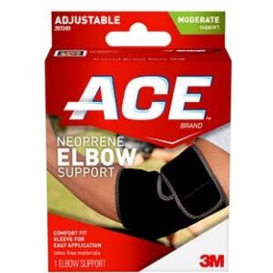 Elbow Support 3M Ace One Size Fits Most Pull-On Sleeve Left or Right Elbow Black