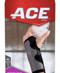 Wrist Brace 3M Ace Reversible Aluminum / Nylon / Polyester / Polyurethane / Spandex Left or Right Hand Black / Gray One Size Fits Most
