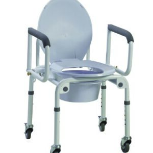 Commode Chair Fabrication Enterprises Drop Arms Steel Frame With Backrest 300 lbs. Weight Capacity