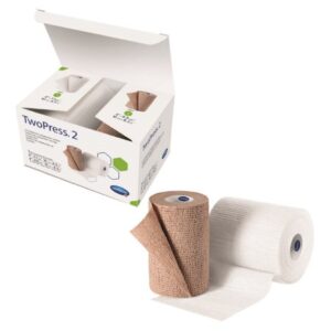 2 Layer Compression Bandage System TwoPress 2 4 Inch X 7 Yard / 4 Inch X 8-9/10 Yard Self-Adherent Closure Tan / White NonSterile 40 mmHg