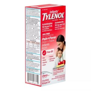 Infants’ Pain Relief Tylenol Dye Free 160 mg / 5 mL Strength Acetaminophen Oral Suspension 2 oz.