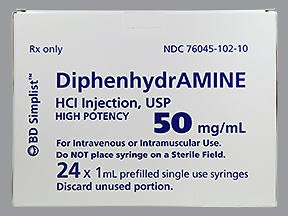 Diphenhydramine HCl 50 mg / mL Injection 1 mL