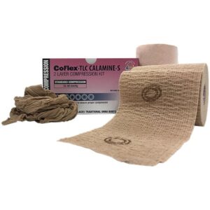 2 Layer Compression Bandage System CoFlex TLC Calamine with Indicators 4 Inch X 6 Yard / 4 Inch X 7 Yard Self-Adherent / Pull On Closure Tan NonSterile 35 to 40 mmHg