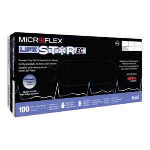Exam Glove LifeStar EC 2X-Large NonSterile Nitrile Extended Cuff Length Textured Fingertips White / Blue Fentanyl Tested
