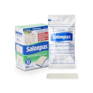 Topical Pain Relief Salonpas 3.1% – 6% – 10% Strength Camphor / Menthol / Methyl Salicylate Patch 60 per Box