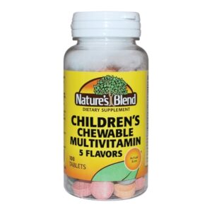 Pediatric Multivitamin Supplement Nature’s Blend Vitamin / Minerals 100 mg Strength Chewable Tablet 100 per Bottle Assorted Fruit Flavor
