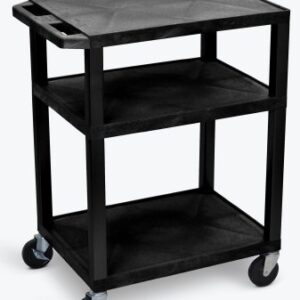 Utility Cart AV 18 X 24 X 34 Inch Black (3) 1.5 Inch Thick Flat Shelves