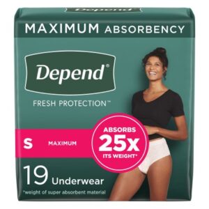 Female Adult Absorbent Underwear Depend Fresh Protection Waistband Style Small Disposable Heavy Absorbency