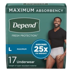 Male Adult Absorbent Underwear Depend Fresh Protection Waistband Style Large Disposable Heavy Absorbency