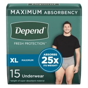 Male Adult Absorbent Underwear Depend Fresh Protection Waistband Style X-Large Disposable Heavy Absorbency