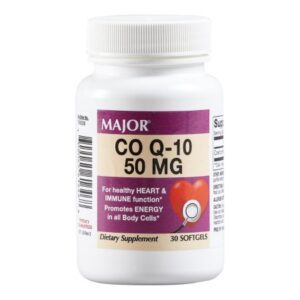 Dietary Supplement Major Coenzyme Q-10 50 mg Strength Softgel 30 per Bottle Unflavored