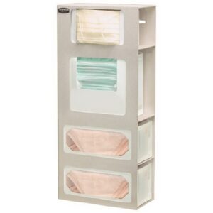 Face Mask Dispenser Wall Mount 4-Box Capacity Beige 5 X 10.63 X 25.25 Inch ABS Plastic