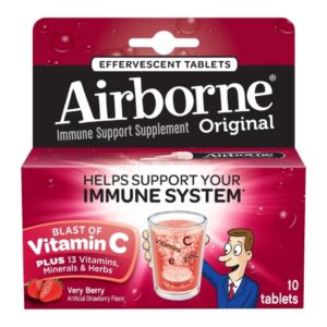 Multivitamin Supplement Airborne Immune Support Vitamin A / Ascorbic Acid 149 mg Strength Tablet 10 per Box Very Berry Flavor