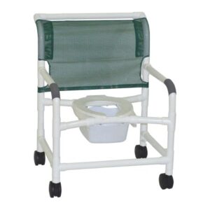Shower Chair MJM International Fixed Arms PVC Frame Mesh Backrest 26 Inch Seat Width 425 lbs. Weight Capacity