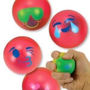 Kids Love Stickers 12 per Pack Emoji Squeeze Balls Toys 2-1/2 Inch
