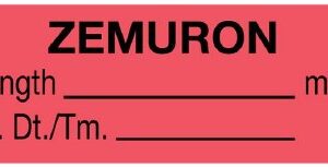 Drug Label UAL Anesthesia Label Zemuron Strength_mg/mL Exp Dt Tm Fluorescent Red 1/2 X 1-1/2 Inch